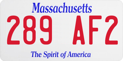 MA license plate 289AF2