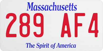 MA license plate 289AF4