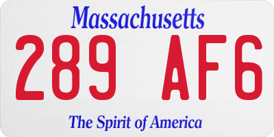MA license plate 289AF6