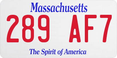 MA license plate 289AF7