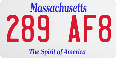 MA license plate 289AF8