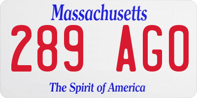 MA license plate 289AG0