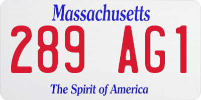 MA license plate 289AG1