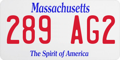 MA license plate 289AG2
