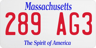 MA license plate 289AG3