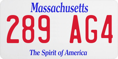 MA license plate 289AG4