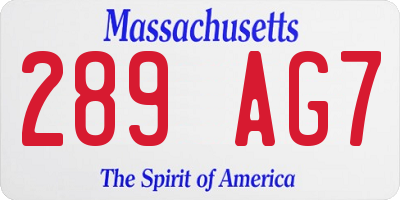 MA license plate 289AG7
