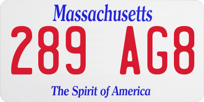 MA license plate 289AG8