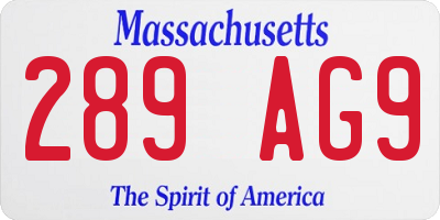 MA license plate 289AG9