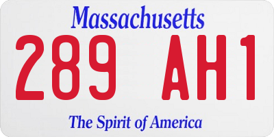 MA license plate 289AH1