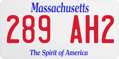 MA license plate 289AH2