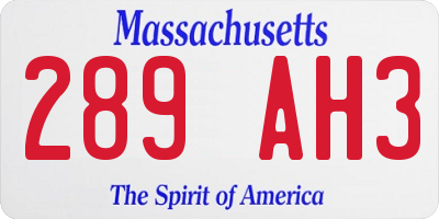 MA license plate 289AH3