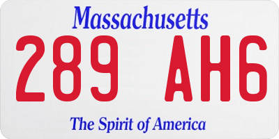 MA license plate 289AH6