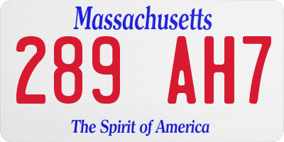 MA license plate 289AH7