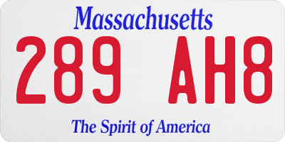 MA license plate 289AH8
