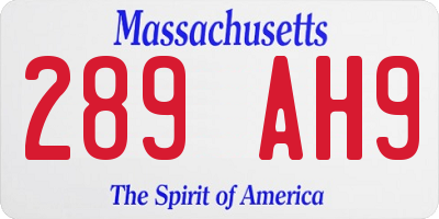 MA license plate 289AH9