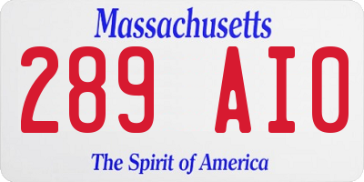 MA license plate 289AI0