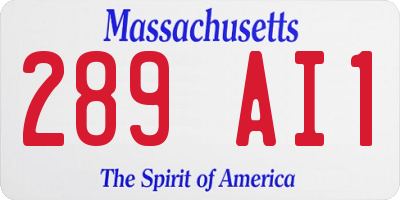 MA license plate 289AI1