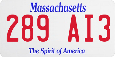 MA license plate 289AI3