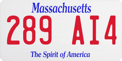 MA license plate 289AI4