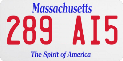 MA license plate 289AI5