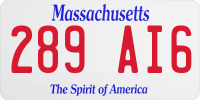 MA license plate 289AI6