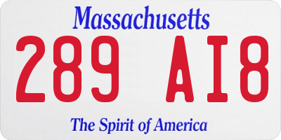 MA license plate 289AI8