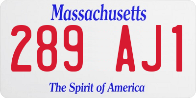 MA license plate 289AJ1