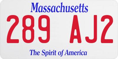 MA license plate 289AJ2
