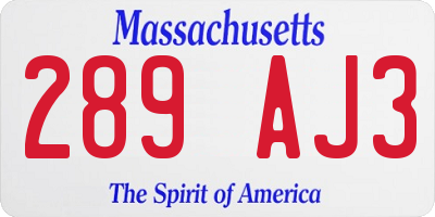 MA license plate 289AJ3