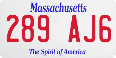 MA license plate 289AJ6