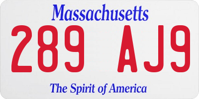 MA license plate 289AJ9