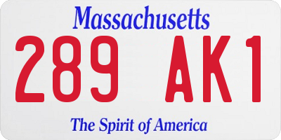 MA license plate 289AK1