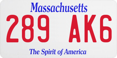 MA license plate 289AK6