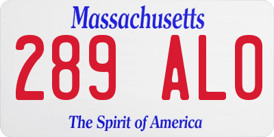 MA license plate 289AL0