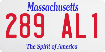 MA license plate 289AL1