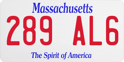 MA license plate 289AL6