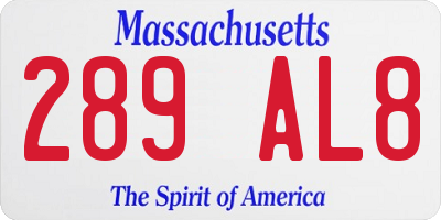 MA license plate 289AL8