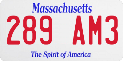 MA license plate 289AM3