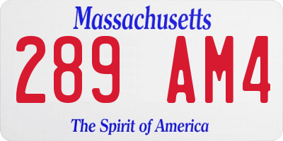 MA license plate 289AM4