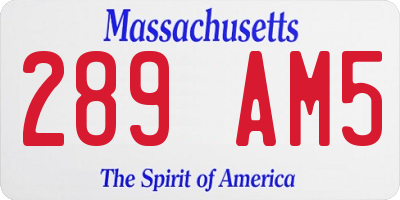 MA license plate 289AM5