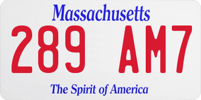MA license plate 289AM7