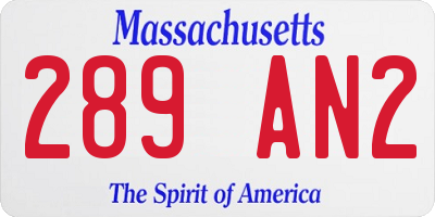 MA license plate 289AN2