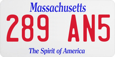 MA license plate 289AN5