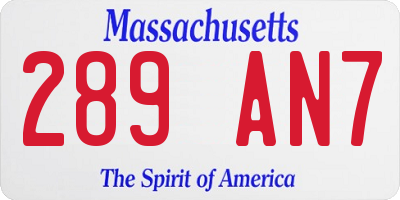 MA license plate 289AN7