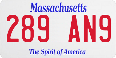 MA license plate 289AN9