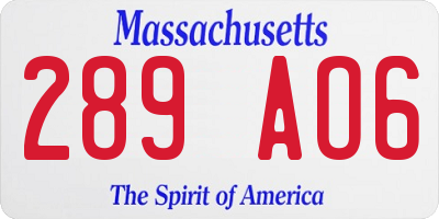 MA license plate 289AO6