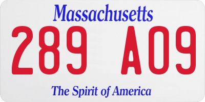 MA license plate 289AO9
