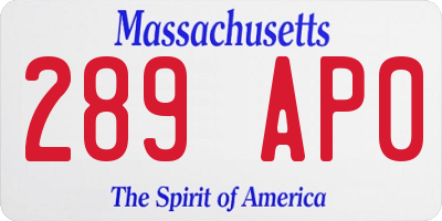 MA license plate 289AP0