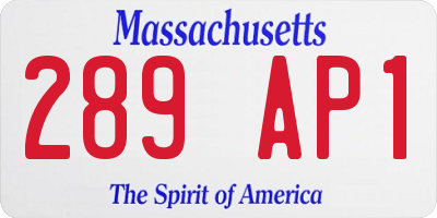 MA license plate 289AP1